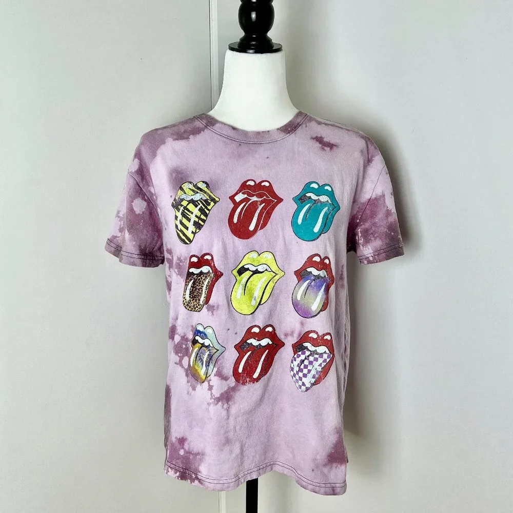 ✨Upcycled | Rolling Stones Graphic T Shirt | Large | Purple - Picture 1 of 9